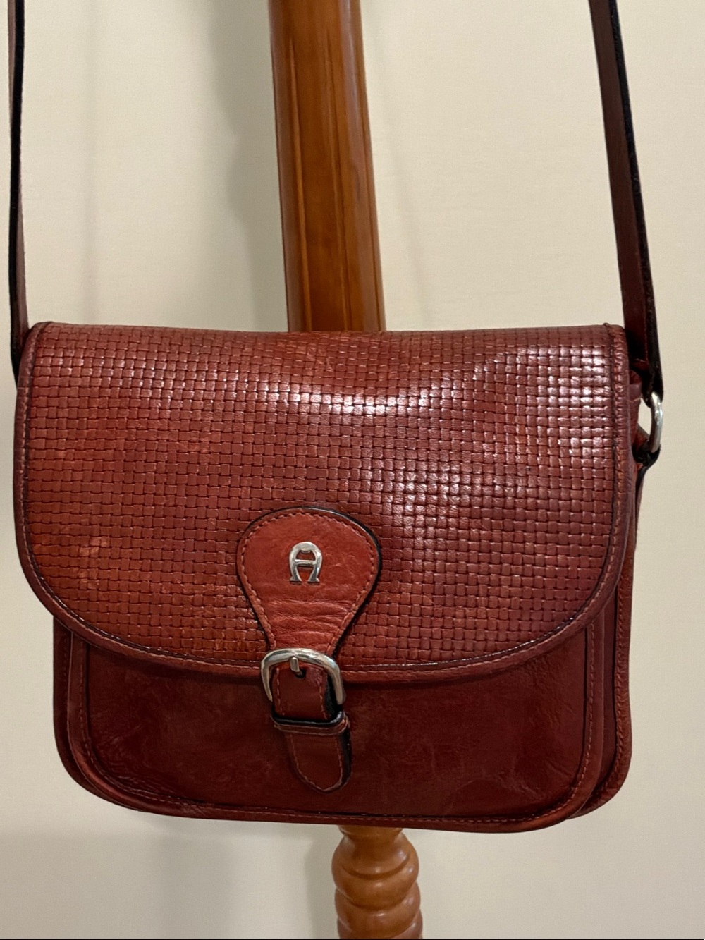Etienne Aigner Woven Leather Messenger Bag purse